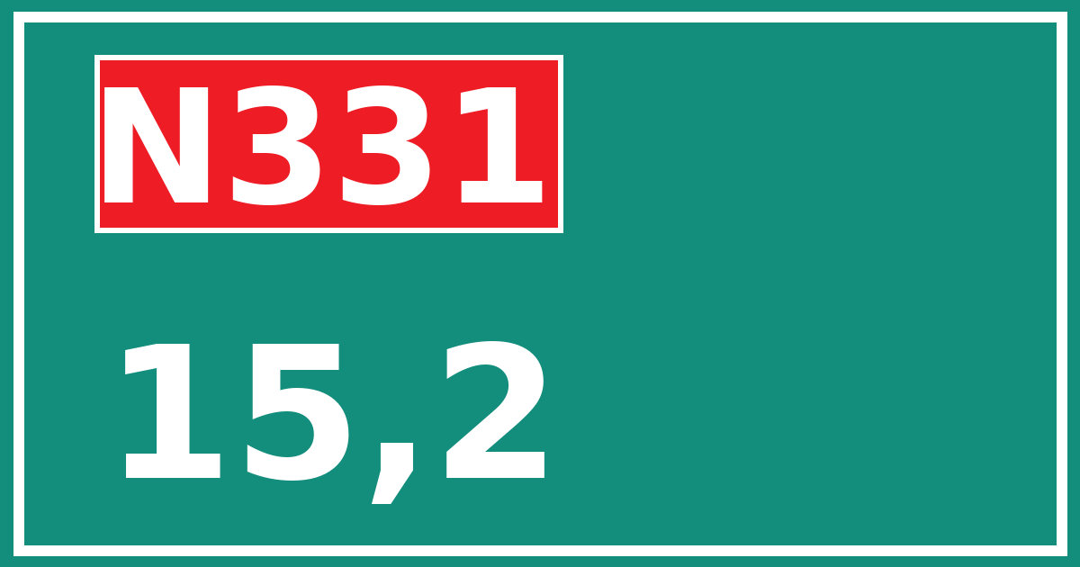 Hectometerbord N331 15,2