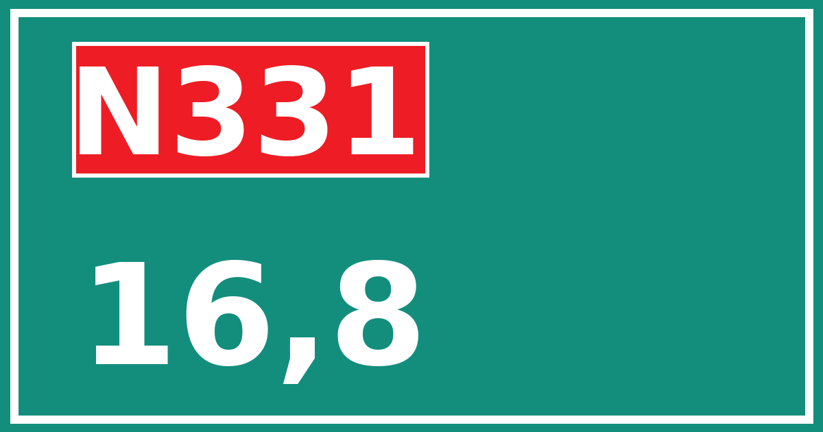 Hectometerbord N331 16,8