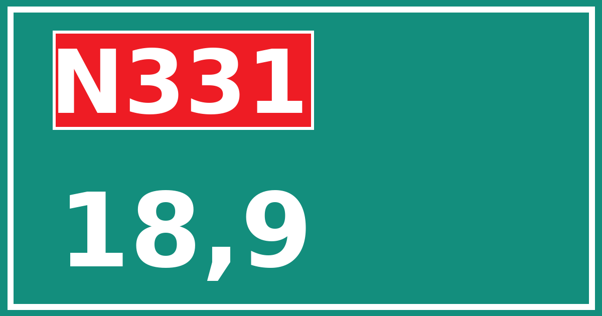 Hectometerbord N331 18,9