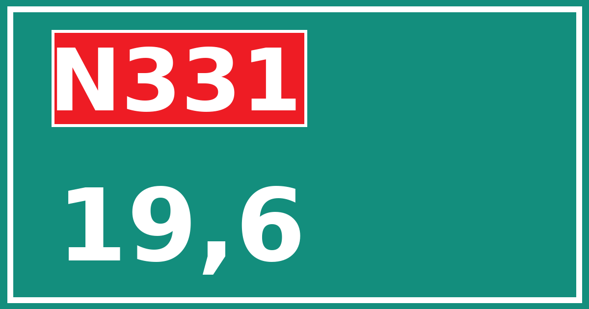 Hectometerbord N331 19,6
