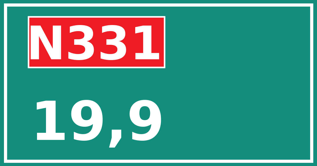 Hectometerbord N331 19,9