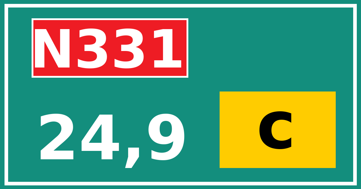 Hectometerbord N331 24,9 letter c