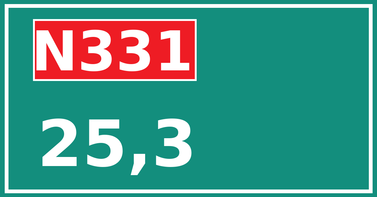 Hectometerbord N331 25,3