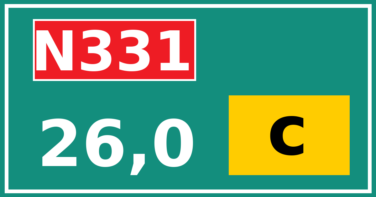 Hectometerbord N331 26,0 letter c
