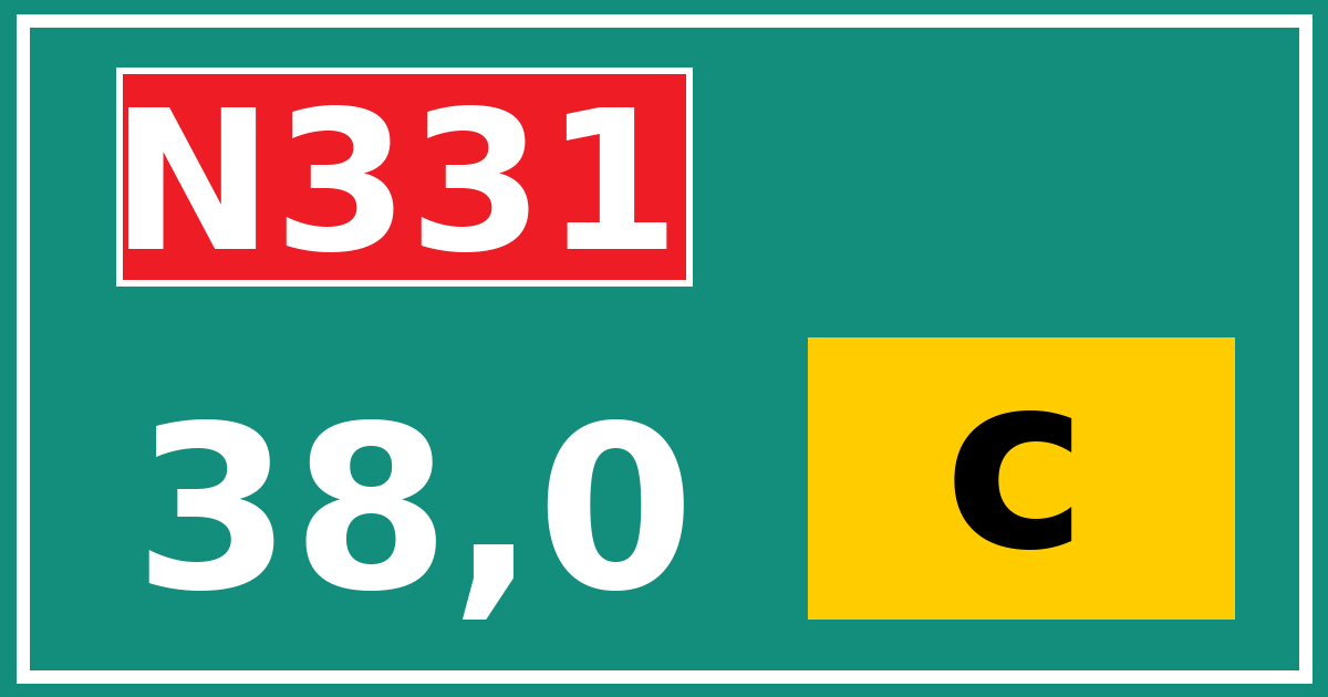 Hectometerbord N331 38,0 letter c