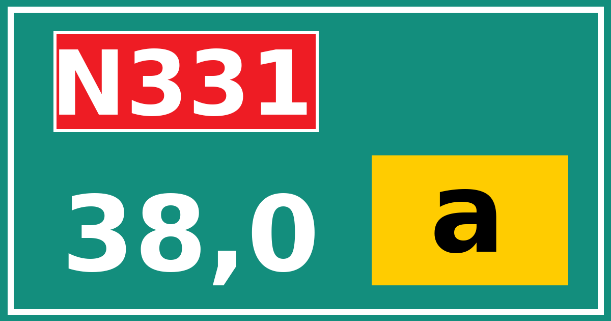 Hectometerbord N331 38,0 letter a