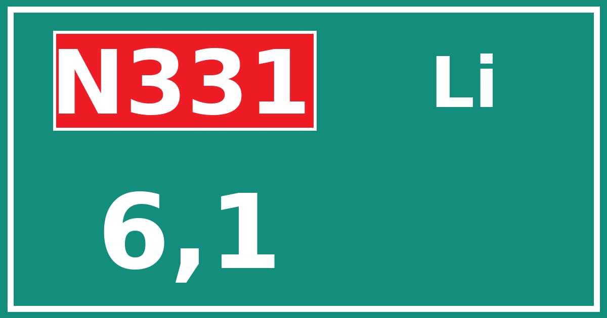 Hectometerbord N331 6,1 zijde Li