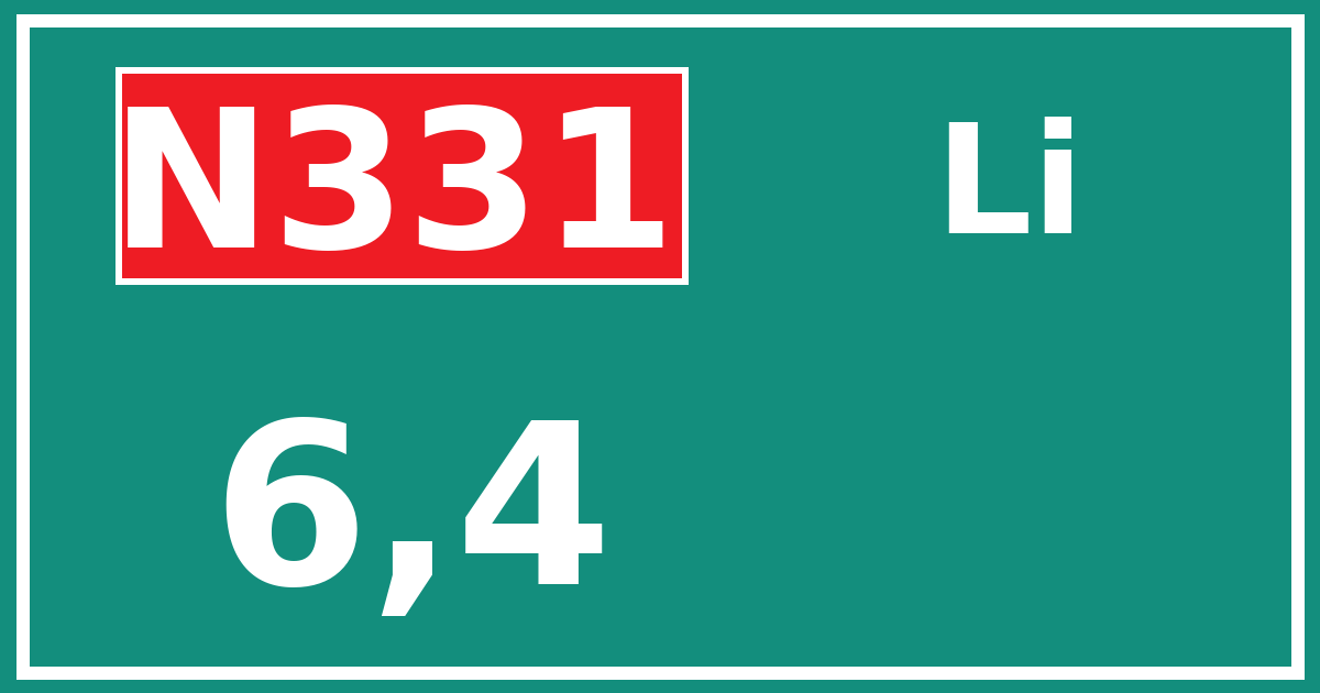 Hectometerbord N331 6,4 zijde Li
