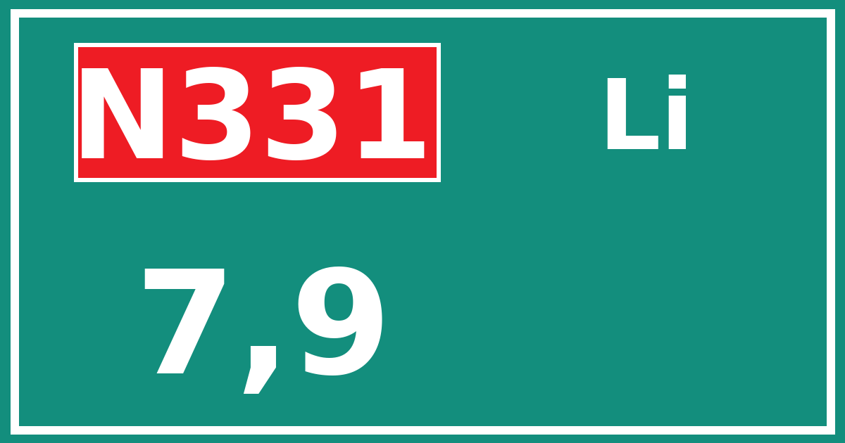 Hectometerbord N331 7,9 zijde Li