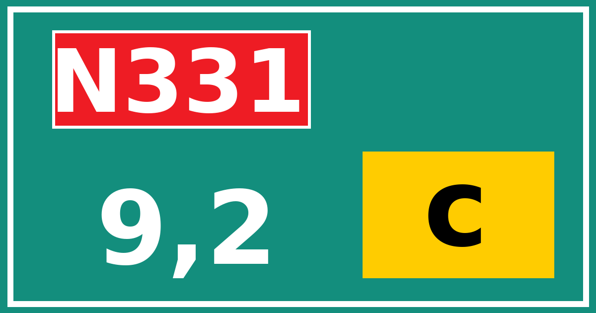 Hectometerbord N331 9,2 letter c