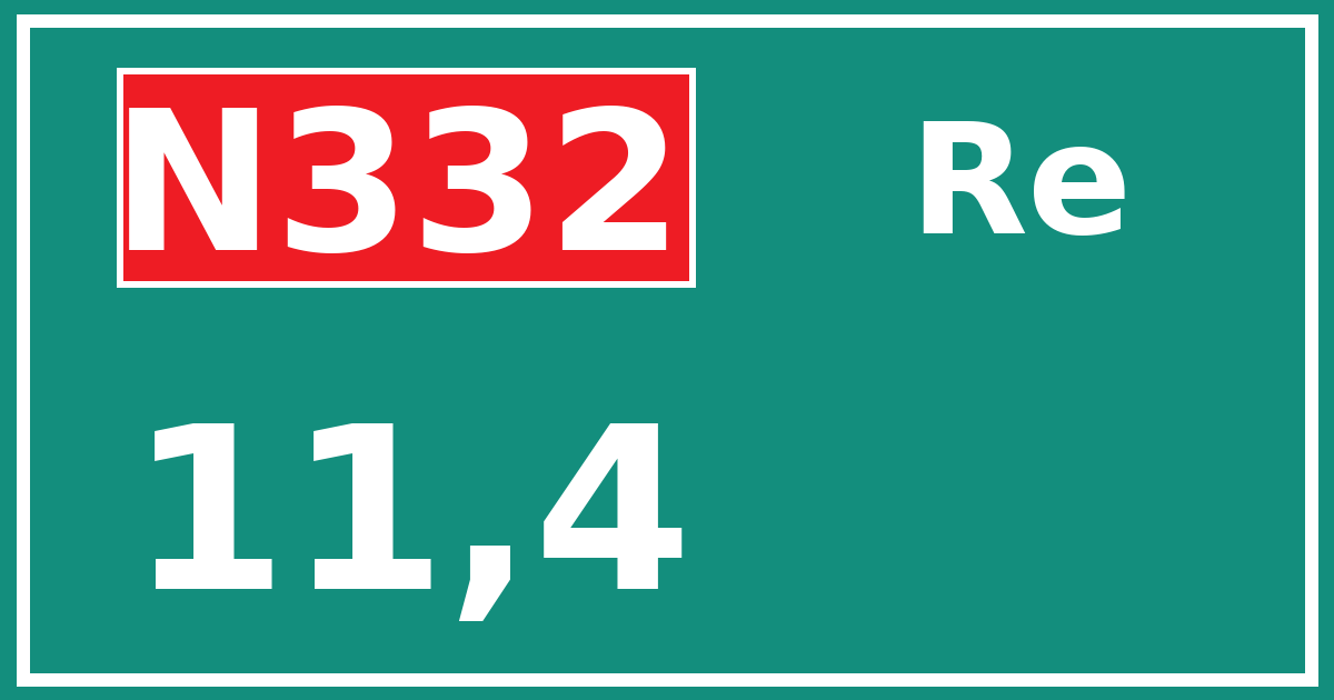Hectometerbord N332 11,4 zijde Re