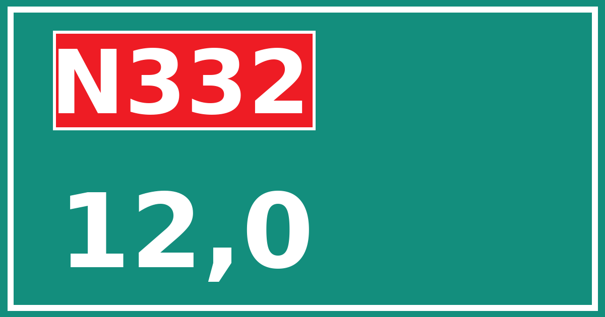 Hectometerbord N332 12,0