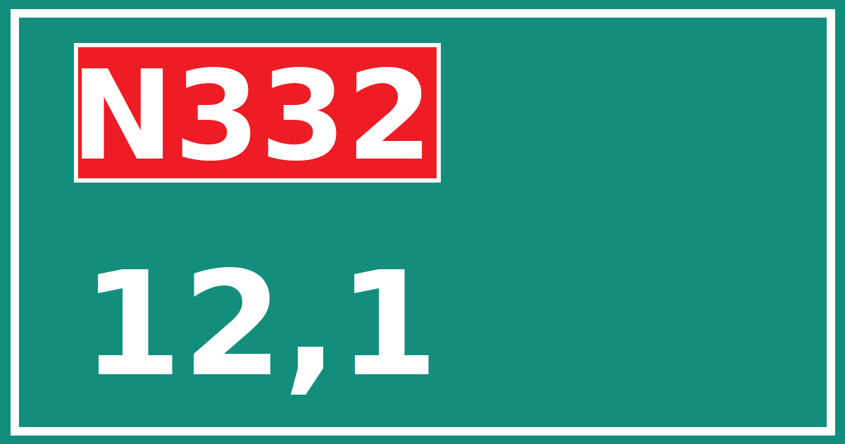 Hectometerbord N332 12,1