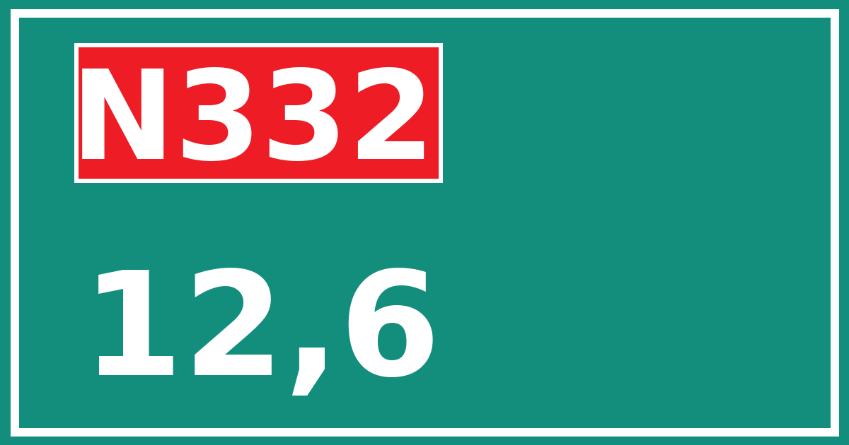 Hectometerbord N332 12,6