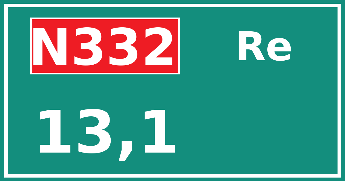 Hectometerbord N332 13,1 zijde Re