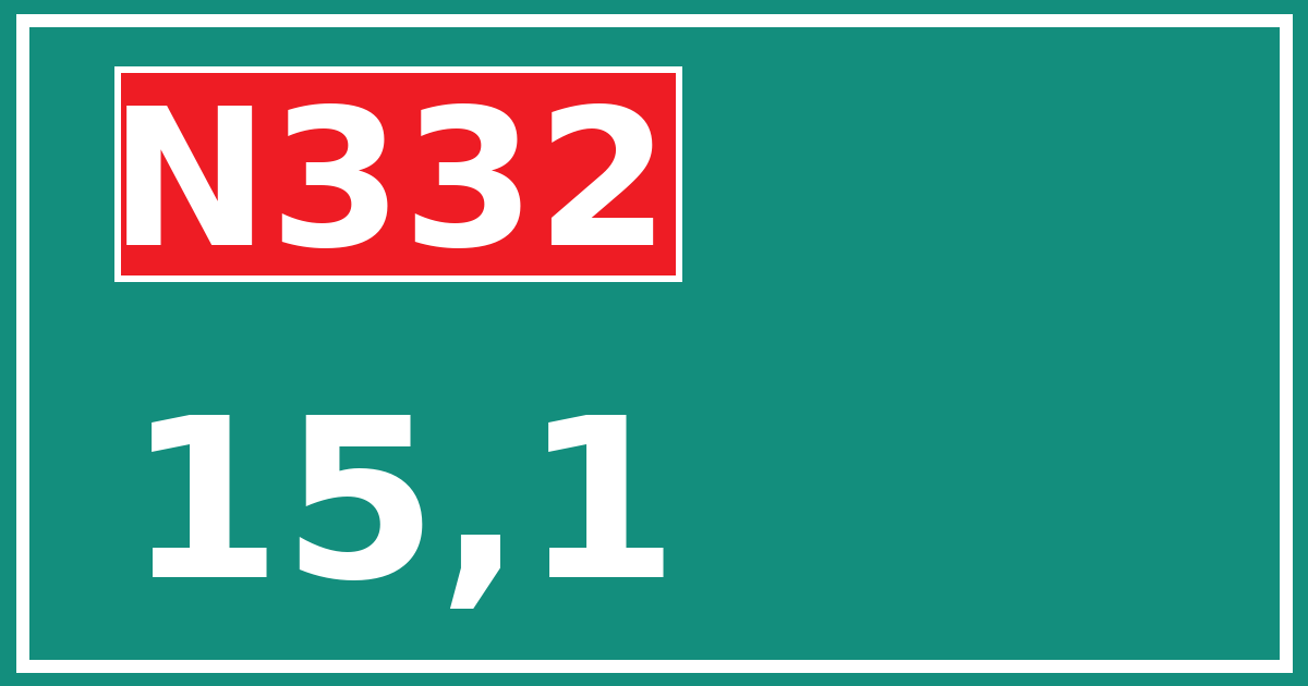 Hectometerbord N332 15,1