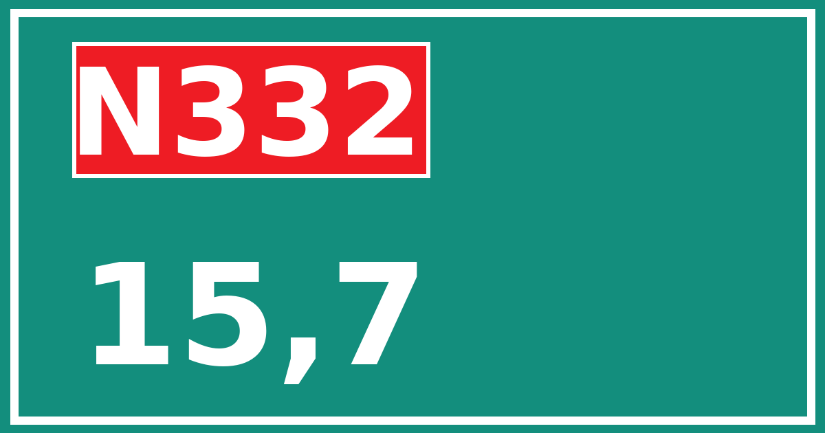 Hectometerbord N332 15,7