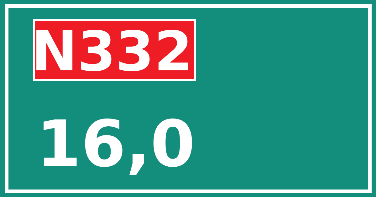 Hectometerbord N332 16,0