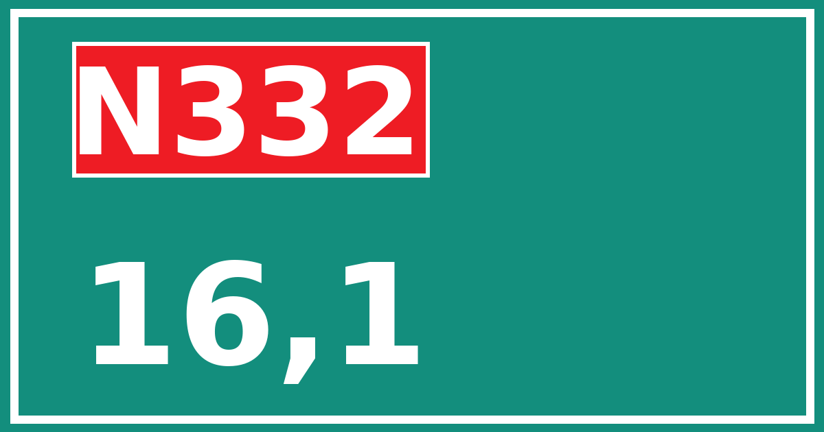 Hectometerbord N332 16,1