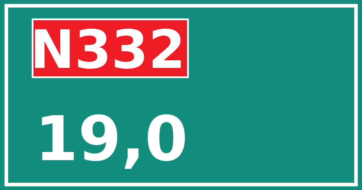 Hectometerbord N332 19,0