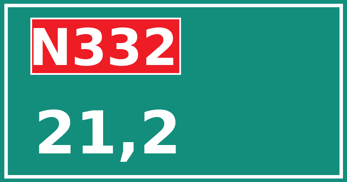 Hectometerbord N332 21,2