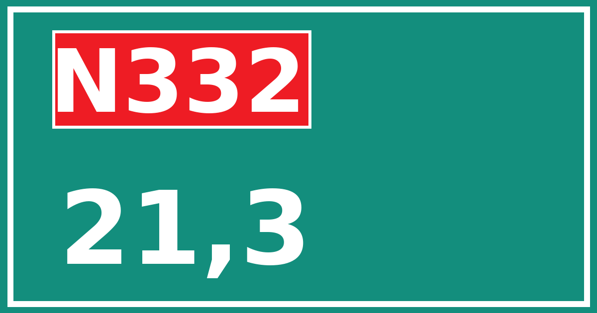 Hectometerbord N332 21,3