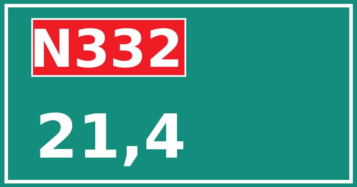 Hectometerbord N332 21,4