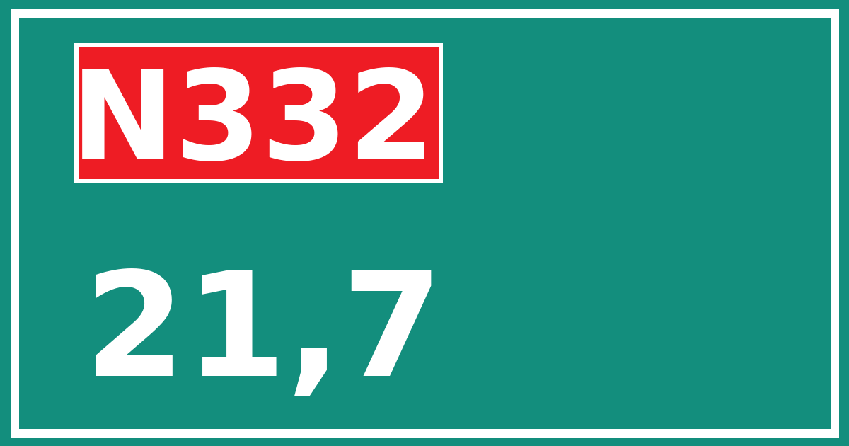 Hectometerbord N332 21,7
