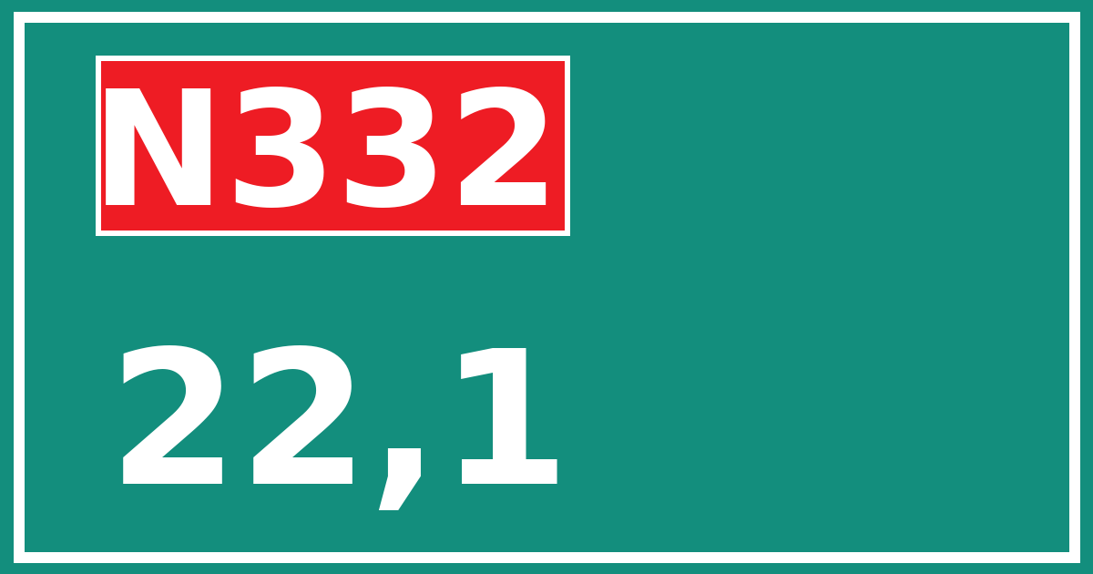 Hectometerbord N332 22,1