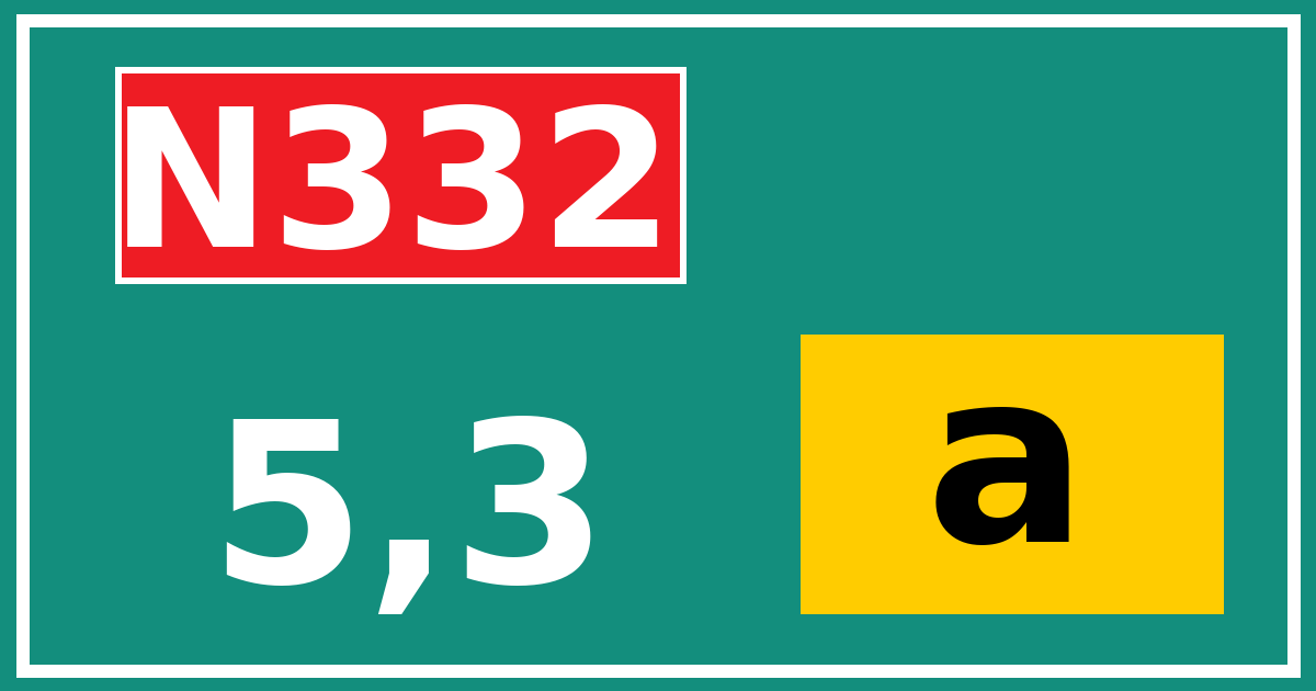 Hectometerbord N332 5,3 letter a