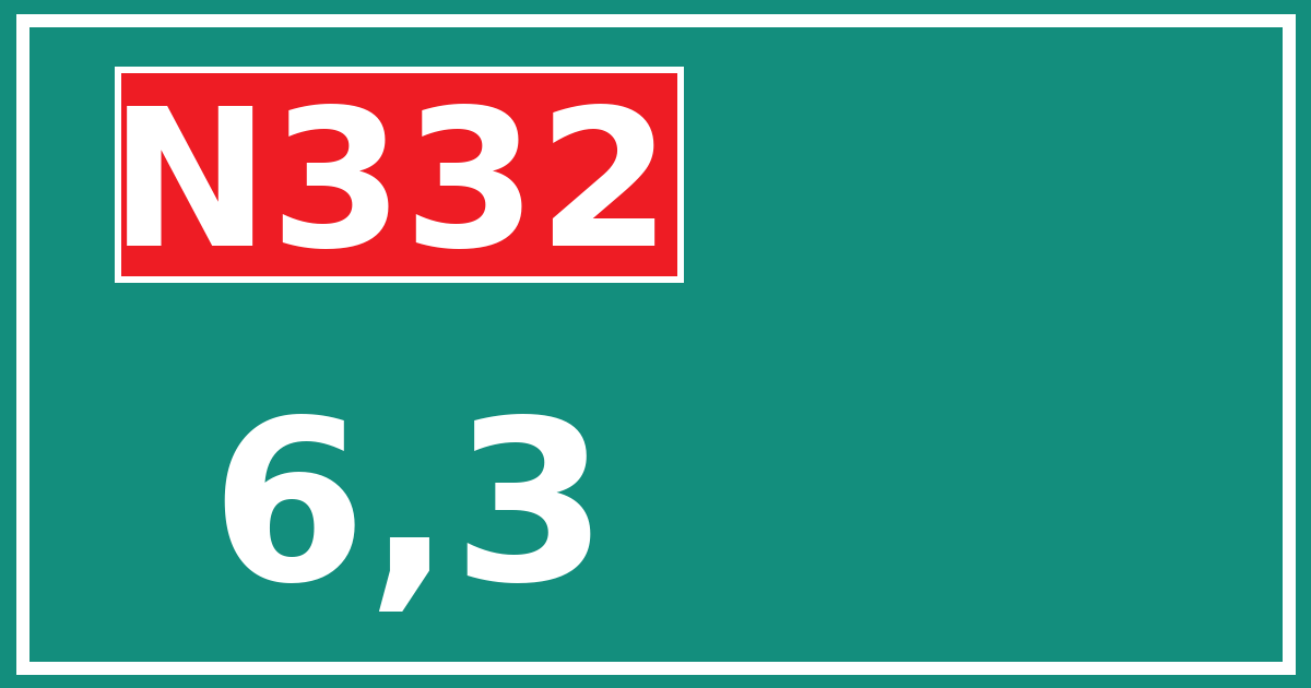 Hectometerbord N332 6,3