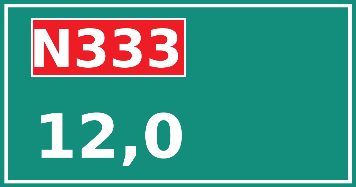 Hectometerbord N333 12,0
