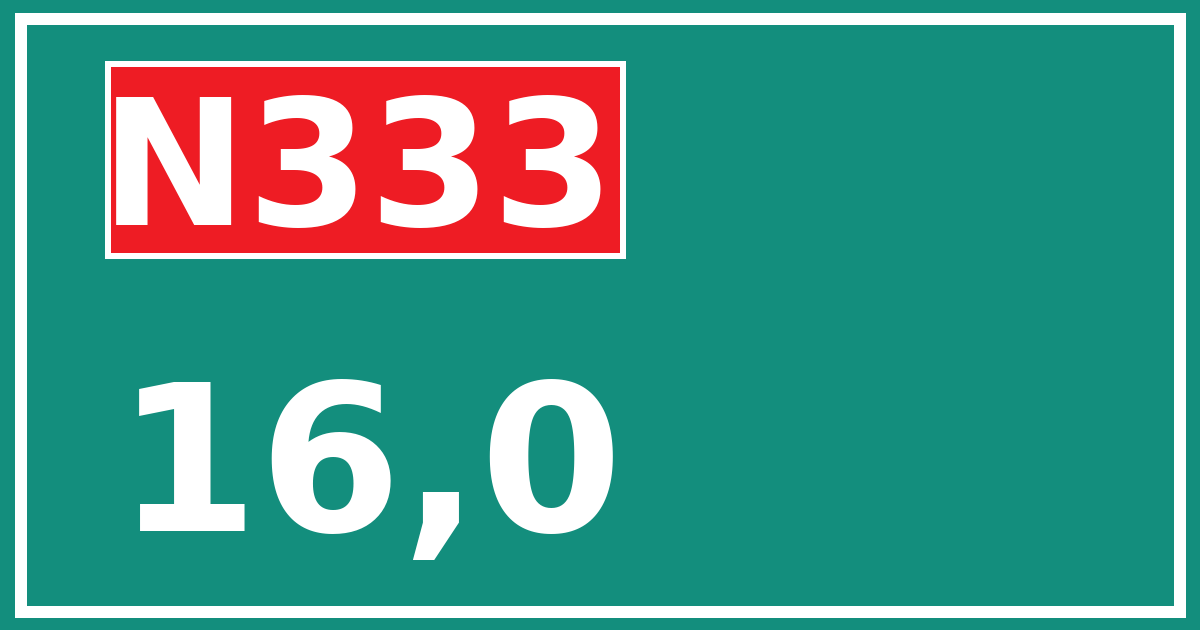 Hectometerbord N333 16,0