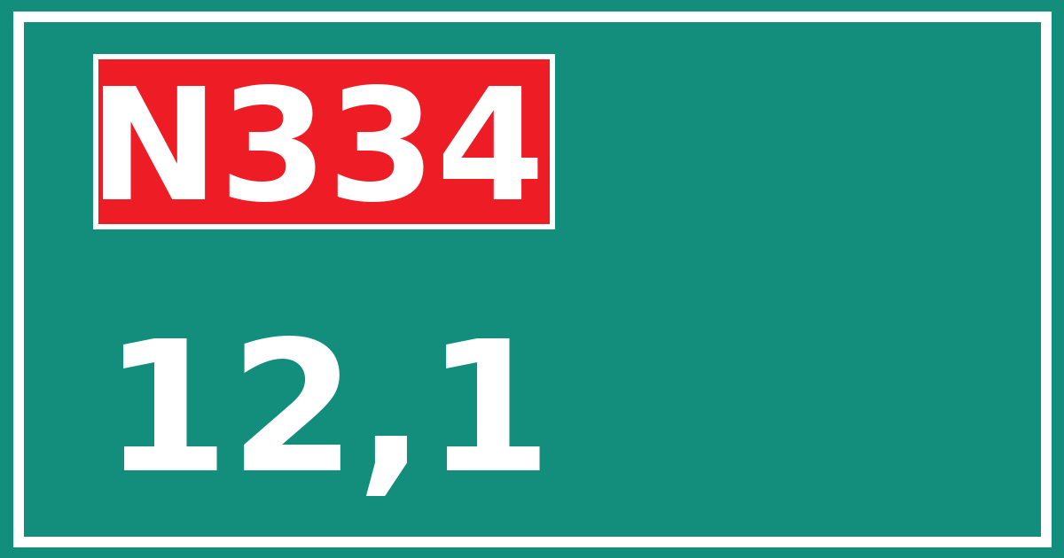 Hectometerbord N334 12,1