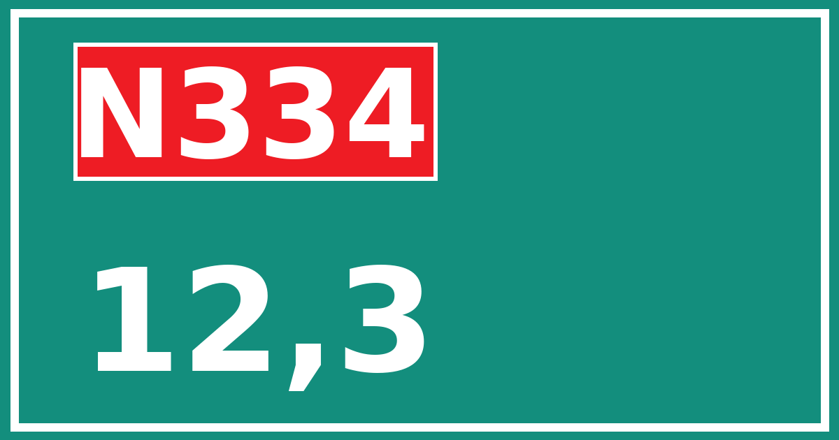Hectometerbord N334 12,3