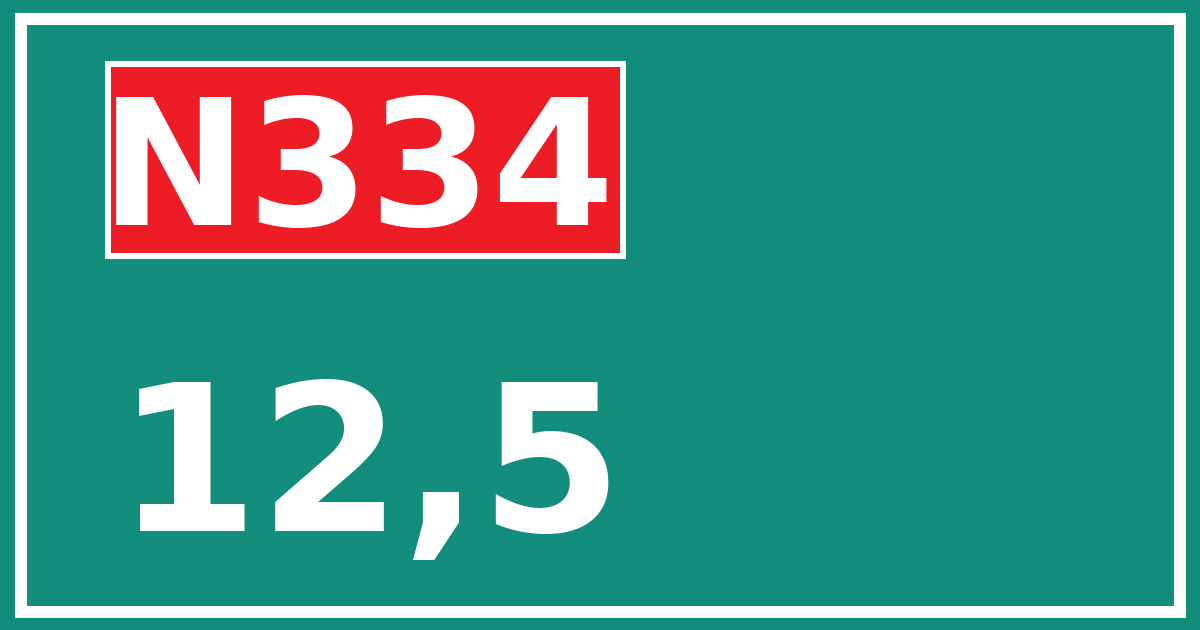 Hectometerbord N334 12,5