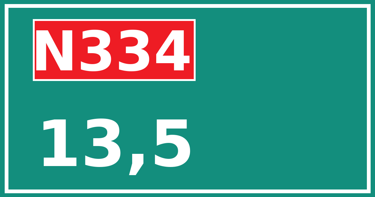Hectometerbord N334 13,5