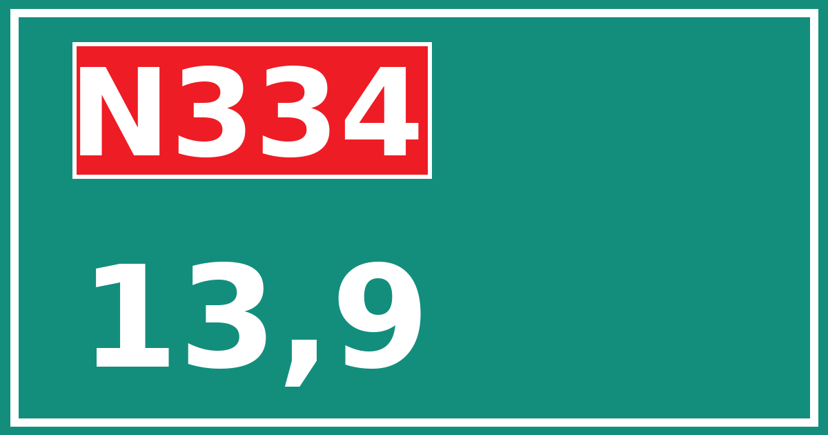 Hectometerbord N334 13,9