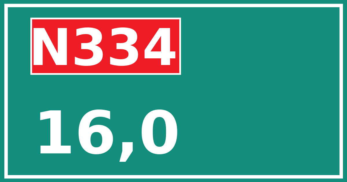 Hectometerbord N334 16,0