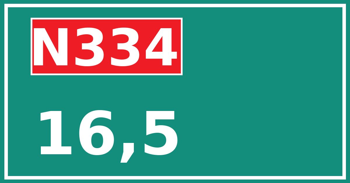 Hectometerbord N334 16,5