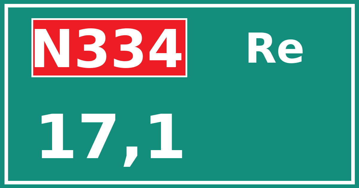 Hectometerbord N334 17,1 zijde Re