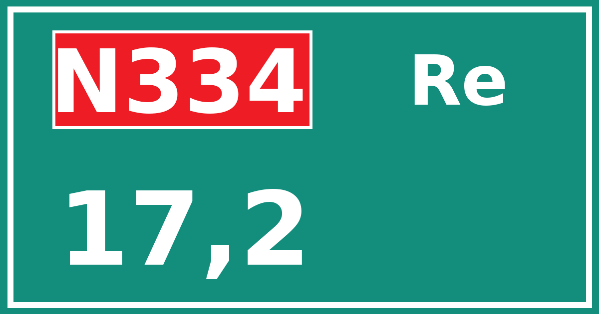 Hectometerbord N334 17,2 zijde Re