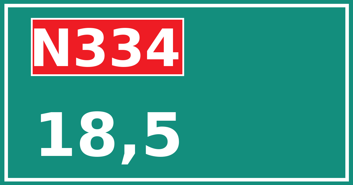 Hectometerbord N334 18,5