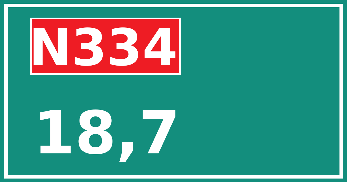 Hectometerbord N334 18,7
