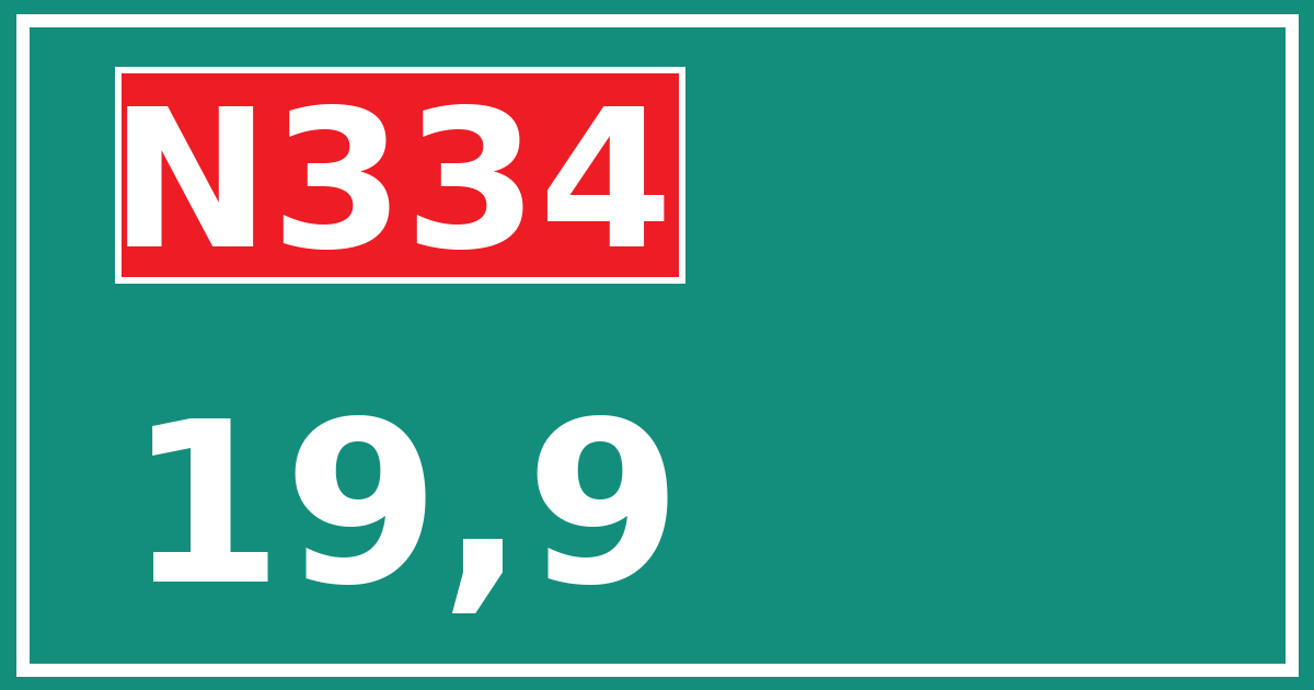 Hectometerbord N334 19,9