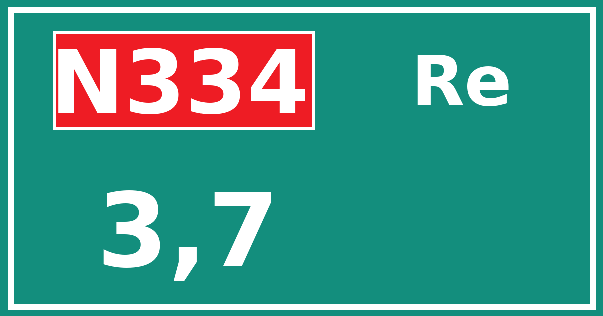 Hectometerbord N334 3,7 zijde Re
