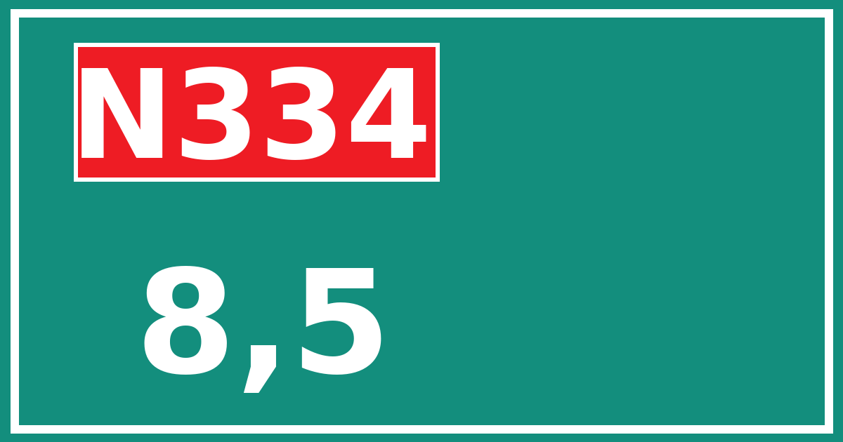 Hectometerbord N334 8,5