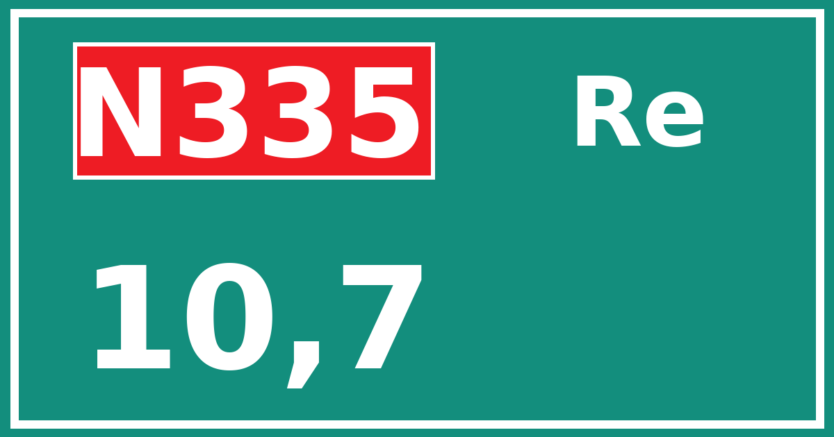 Hectometerbord N335 10,7 zijde Re