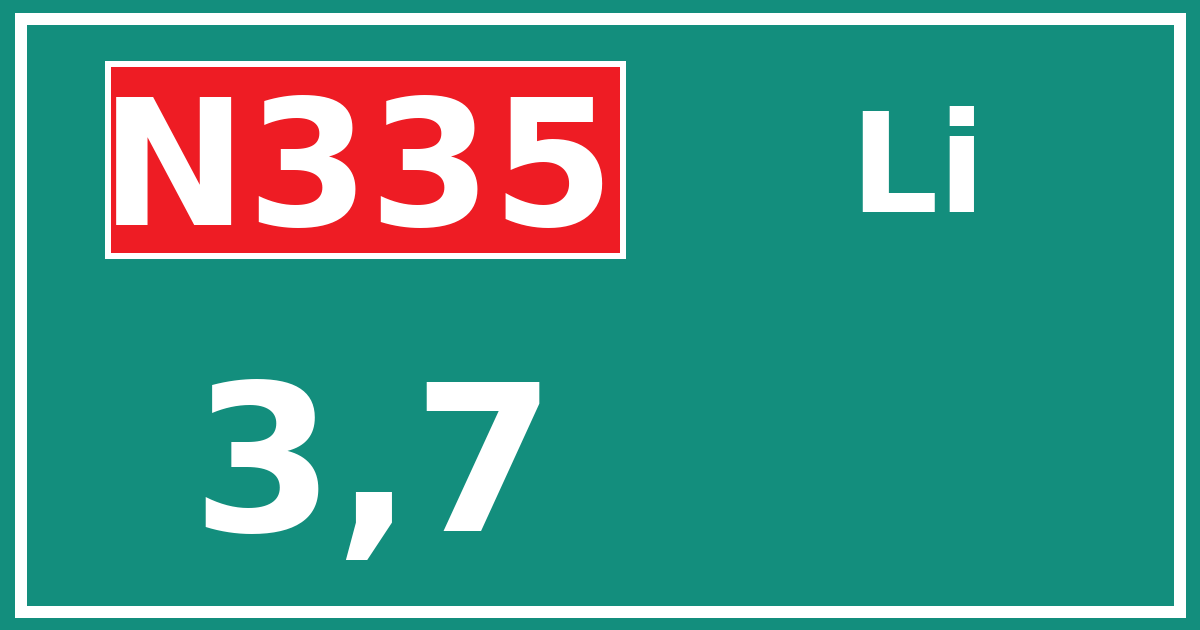 Hectometerbord N335 3,7 zijde Li