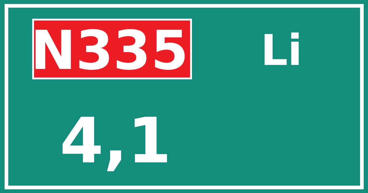 Hectometerbord N335 4,1 zijde Li